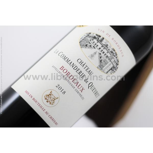 CHATEAU LA COMMANDERIE DE QUEYRET - BORDEAUX  AOP  2018 merlot carbernet sauvignon franc